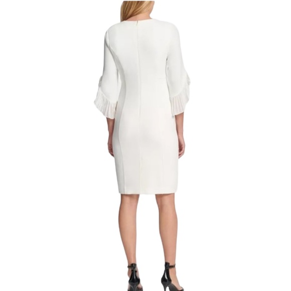 DKNY Women's Keyhole Neck Chiffon Tulip Sleeve Sheath Dress NWT - Picture 6 of 14